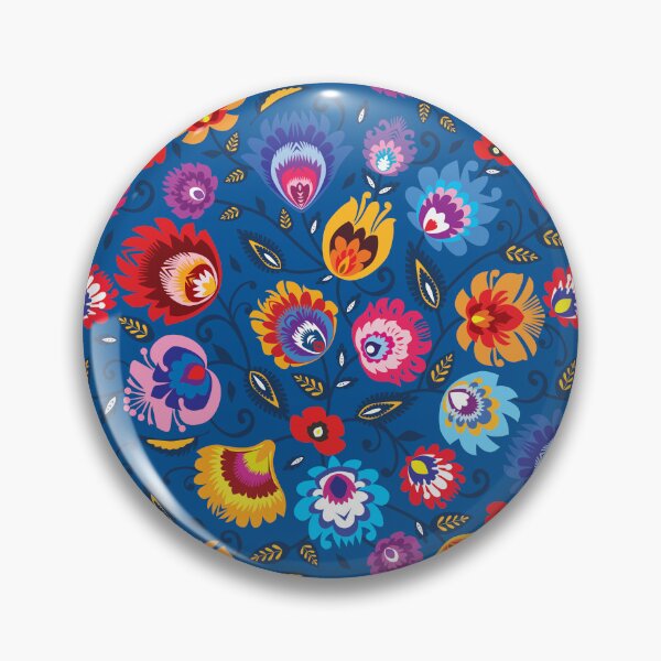 Item preview, Folklore flowers on beautiful blue background designed and sold by FK-UK.