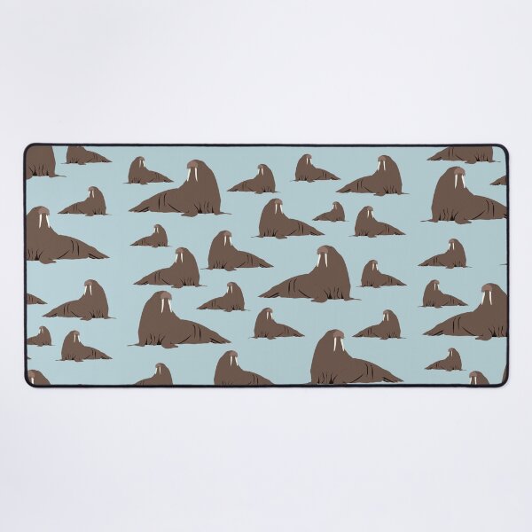 Item preview, Cute Walrus Blue and Brown Pattern designed and sold by idovedesign.