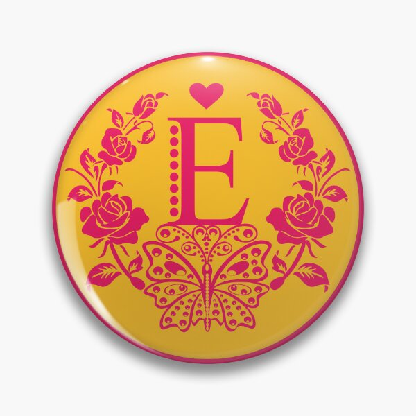 Item preview, Roses, Heart and Butterfly Monogram E designed and sold by ClownFishArts.