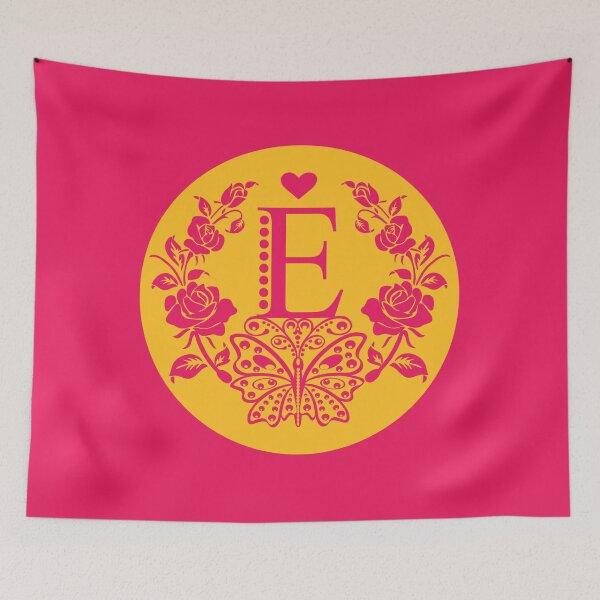 Item preview, Roses, Heart and Butterfly Monogram E designed and sold by ClownFishArts.