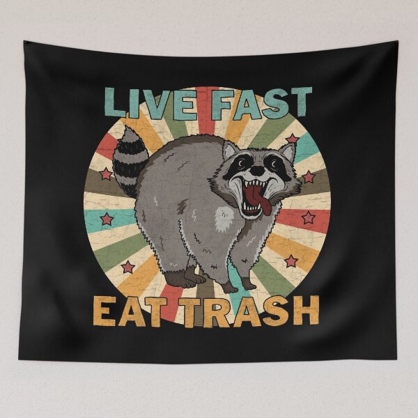 Item preview, Vintage Raccoon - Live Fast Eat Trash designed and sold by ValentinaHramov.