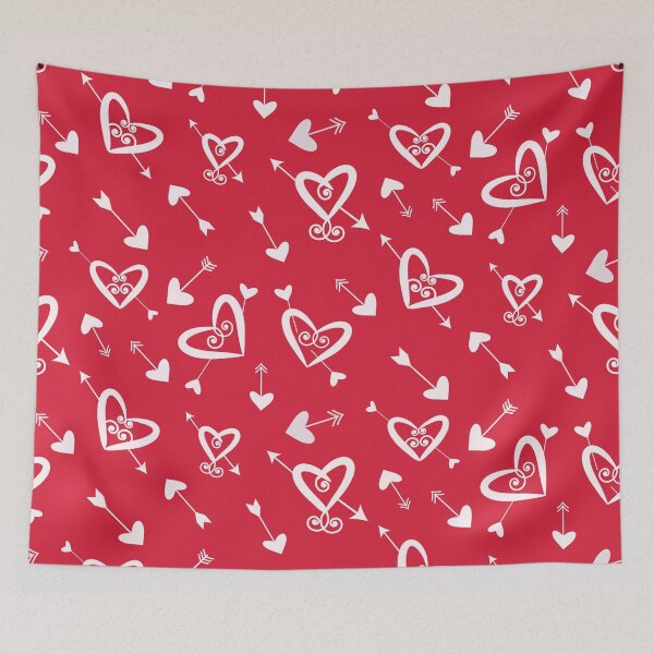 Item preview, Valentine hearts pattern with arrows in white on red  designed and sold by Yasminepatterns .
