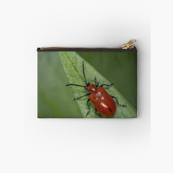 Item preview, Scarlet lily beetle sitting on a green leaf designed and sold by Stefan Rotter.