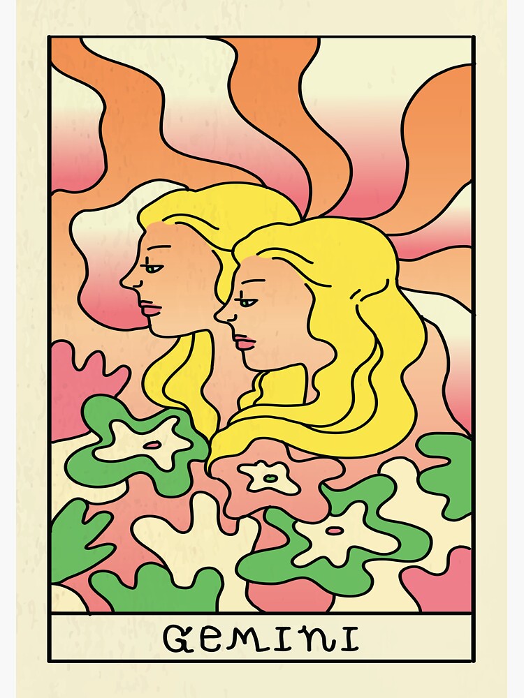 "Gemini Tarot Card Gemini Zodiac Signs Astronomy Design" Sticker by