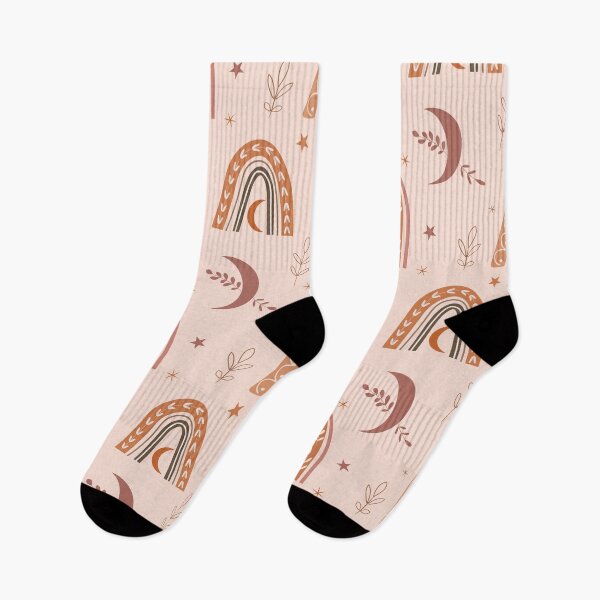 Item preview, Boho nude, beige and brown neutral rainbow and moon pattern with leaves designed and sold by Yasminepatterns .