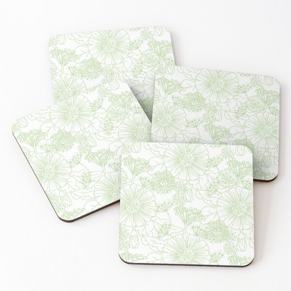 Artikelvorschau, Green and White Hand Drawn Floral Pattern Pairs Coloro 2022 Popular Color Aloe Gel 058-83-18 entworfen und verkauft von ColorOfTheYears.