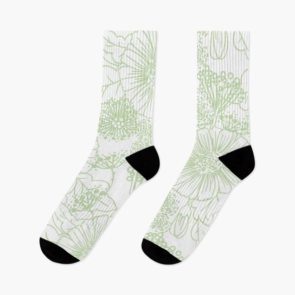Item preview, Green and White Hand Drawn Floral Pattern Pairs Coloro 2022 Popular Color Aloe Gel 058-83-18 designed and sold by ColorOfTheYears.