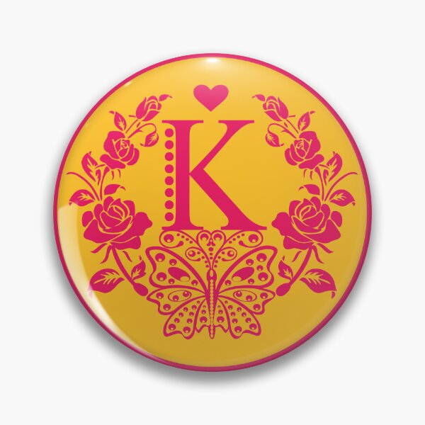 Item preview, Roses, Heart and Butterfly Monogram K designed and sold by ClownFishArts.