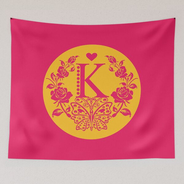 Item preview, Roses, Heart and Butterfly Monogram K designed and sold by ClownFishArts.