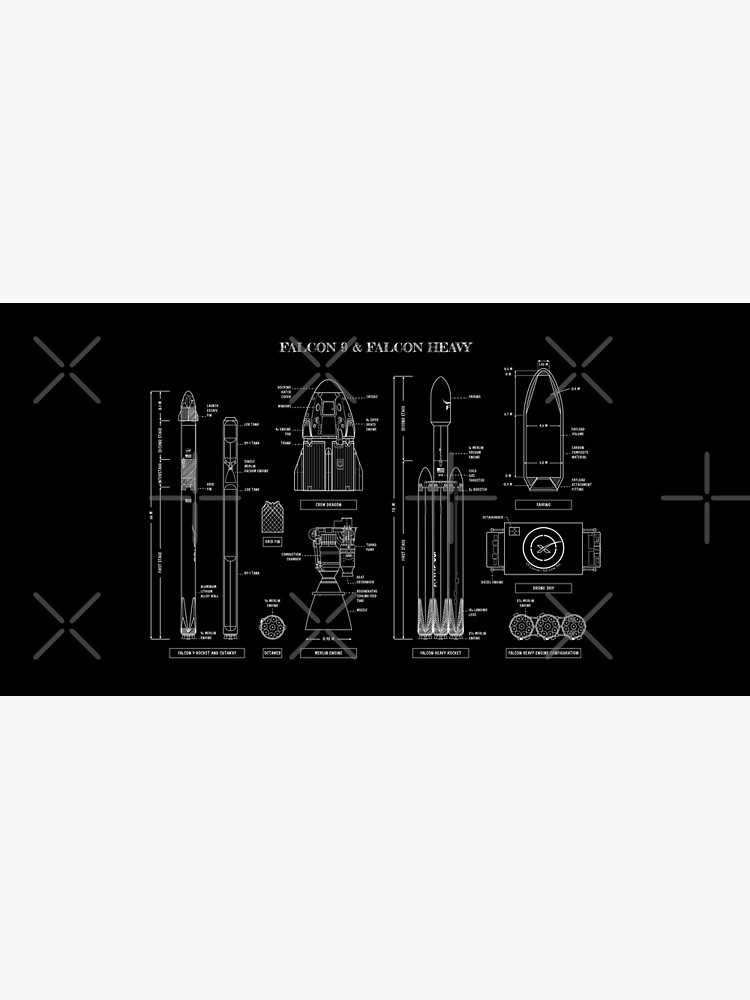 SPACEX: Falcon 9 & Falcon Heavy (White Stencil - No Background) by BGALAXY