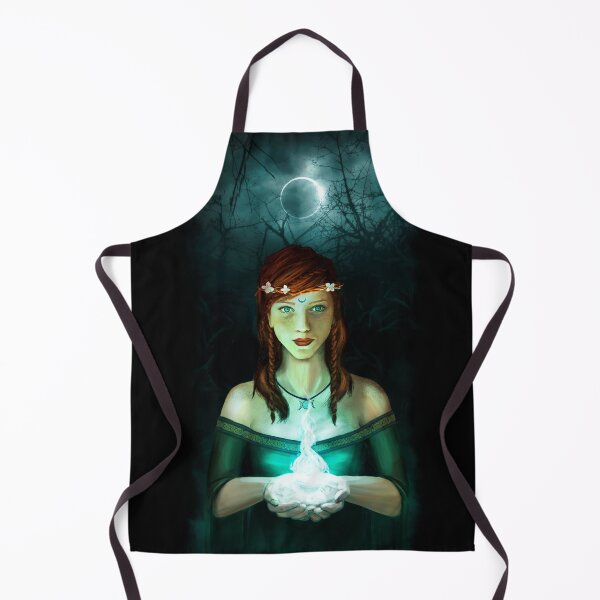 Item preview, Celtic priestess of Avalon with the flame of wisdom in her hands, during a lunar eclipse. Beautiful Celtic girl in initiation ritual. Tribal rituals in the forest. Fantasy. Conceptual art designed and sold by DALIO666.