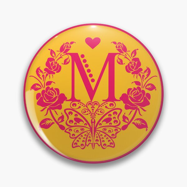 Item preview, Roses, Heart and Butterfly Monogram M designed and sold by ClownFishArts.
