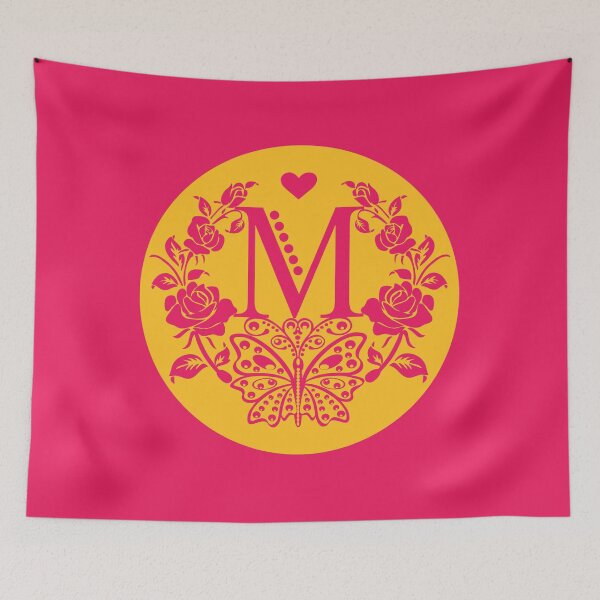 Item preview, Roses, Heart and Butterfly Monogram M designed and sold by ClownFishArts.