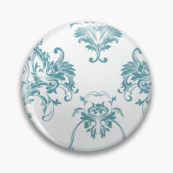 Item preview, Aqua and White Damask Scroll Pattern - Coloro 2022 Popular Color Turquoise Tonic 093-60-15 designed and sold by ColorOfTheYears.