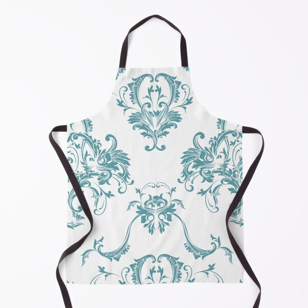 Item preview, Aqua and White Damask Scroll Pattern - Coloro 2022 Popular Color Turquoise Tonic 093-60-15 designed and sold by ColorOfTheYears.