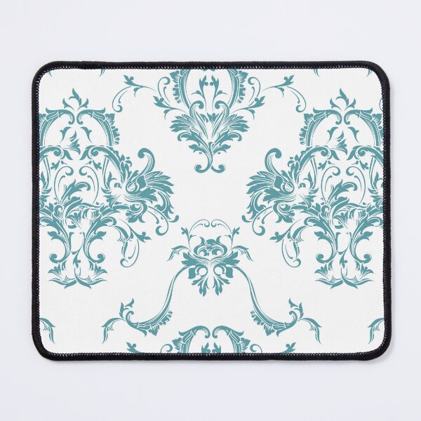 Item preview, Aqua and White Damask Scroll Pattern - Coloro 2022 Popular Color Turquoise Tonic 093-60-15 designed and sold by ColorOfTheYears.