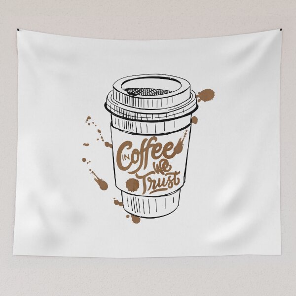 Item preview, In Coffee We Trust, Funny Coffee quote designed and sold by Quotesigner.