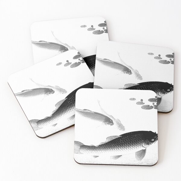 Item preview, Common and Golden Carp 1935 by Ohara Koson Black Print designed and sold by RyanCaudell.
