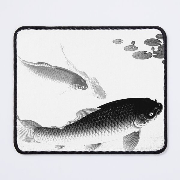 Item preview, Common and Golden Carp 1935 by Ohara Koson Black Print designed and sold by RyanCaudell.