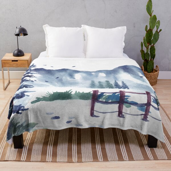 Item preview, Winter Landscape With Garden Fence Watercolor designed and sold by Yorda Creative.