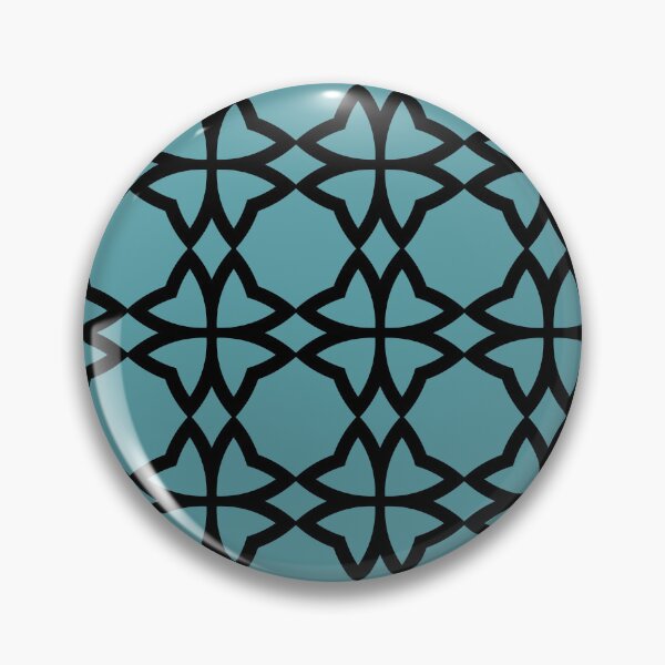 Item preview, Black and Aqua Symmetrical Flower Pattern - Coloro 2022 Popular Color Turquoise Tonic 093-60-15 designed and sold by ColorOfTheYears.