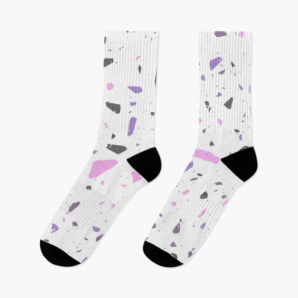 Item preview, Patrón de terrazo blanco con motas moradas, rosas y negras designed and sold by PurpleAdventure.