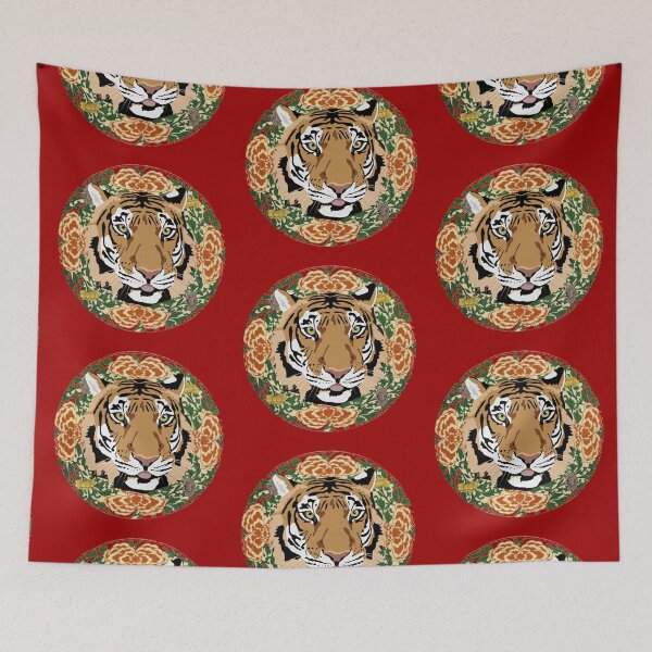 Item preview, Tiger with flowers, great gift idea for man and woman designed and sold by Reddiamond3 ⭐⭐⭐⭐⭐.