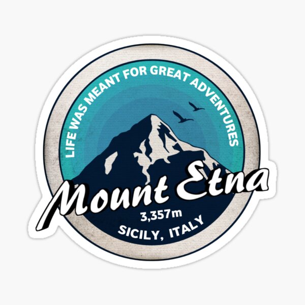 Mount Etna, Sicily, Italy, Retro Sticker
