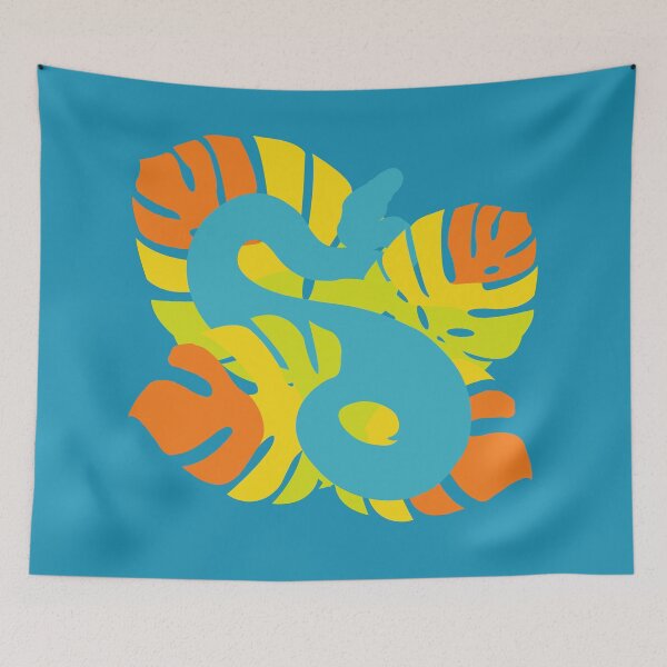 Item preview, Snake in Macaw Flame Colour Monstera Leaves designed and sold by Nerdynoods.