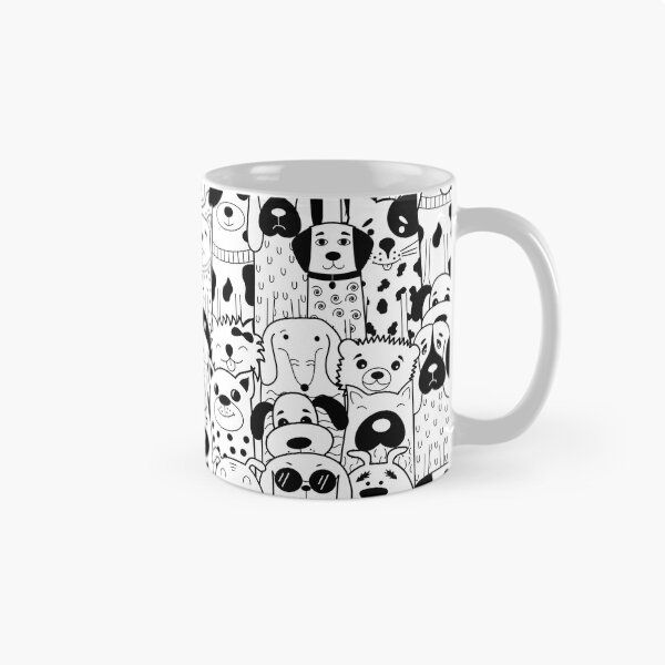 Item preview,  Lindo patrón de perros garabatos en blanco y negro designed and sold by BeemoonyPattern.