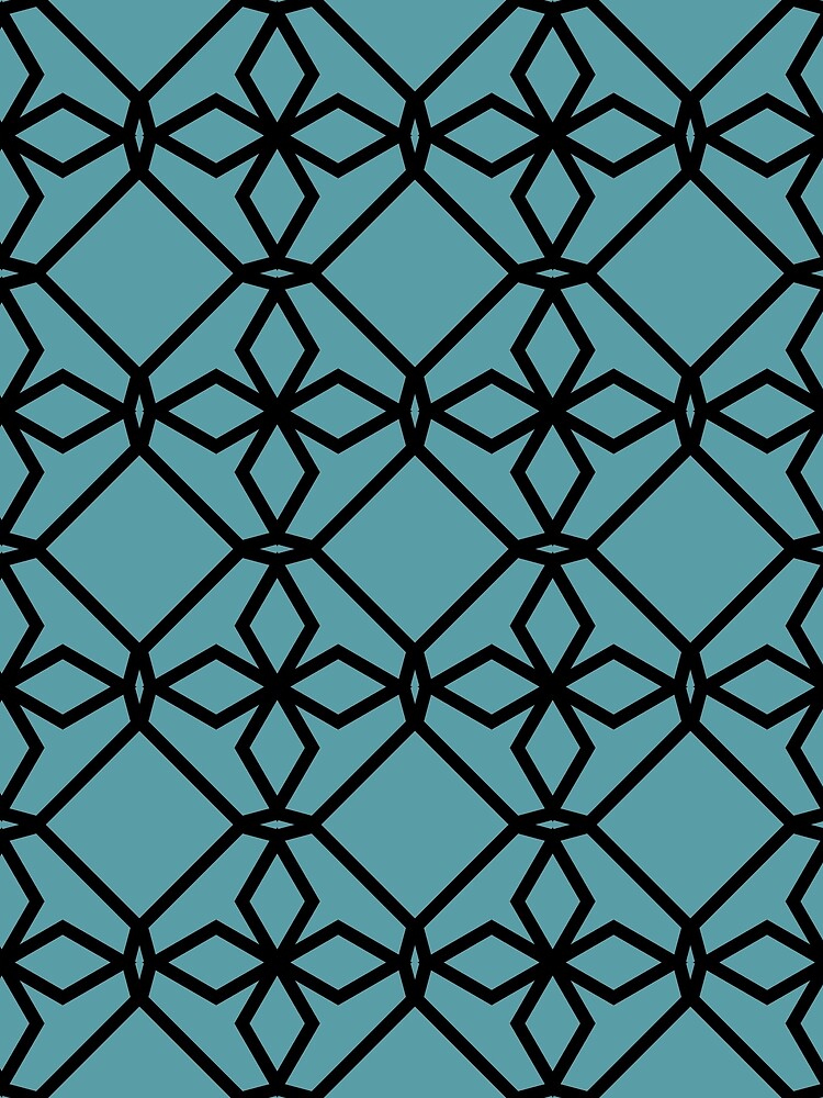 Thumbnail 3 von 3, Tuch, Black and Aqua Tessellation Line Pattern 34 - Coloro 2022 Popular Color Turquoise Tonic 093-60-15 designt und verkauft von ColorOfTheYears.