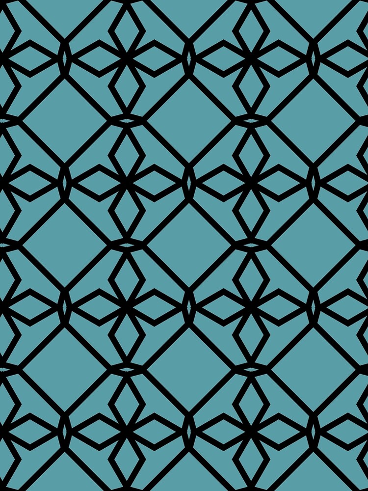 Aperçu 5 sur 5. Robe trapèze avec l'œuvre Black and Aqua Tessellation Line Pattern 34 - Coloro 2022 Popular Color Turquoise Tonic 093-60-15 créée et vendue par ColorOfTheYears.