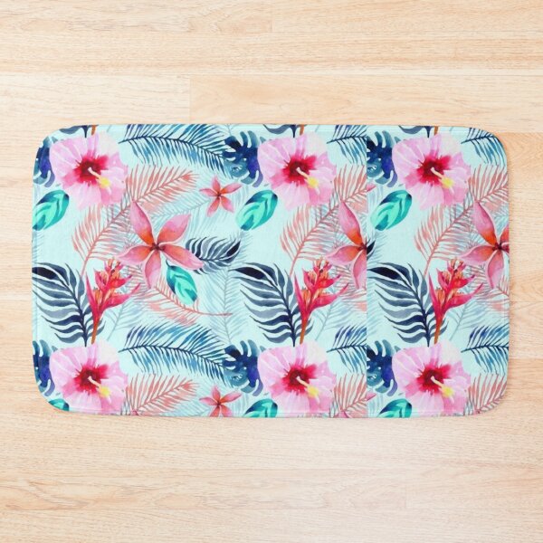 Item preview, Floating Blush Pink Flowers on Aqua Background designed and sold by BellaProject.
