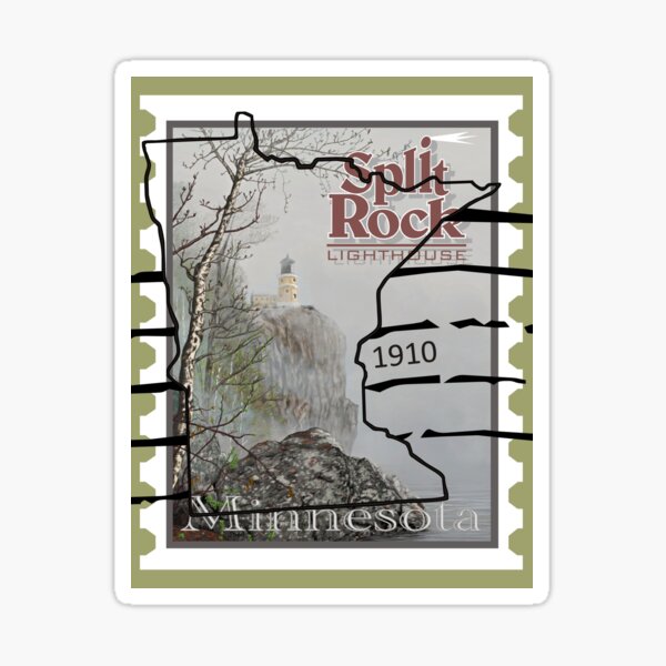 Split Rock Lighthouse Stamp with cancellation Sticker