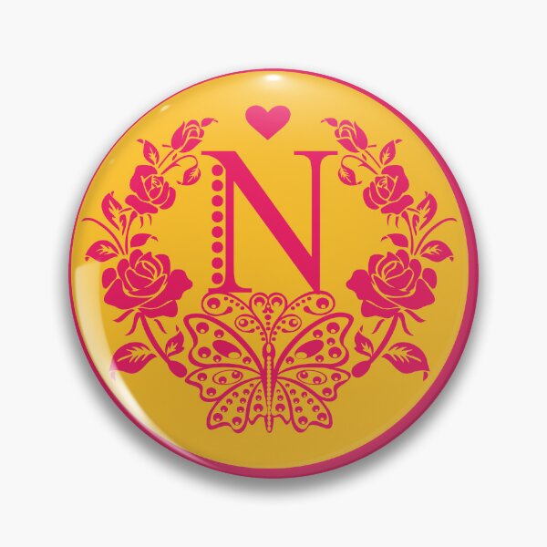 Item preview, Roses, Heart and Butterfly Monogram N designed and sold by ClownFishArts.