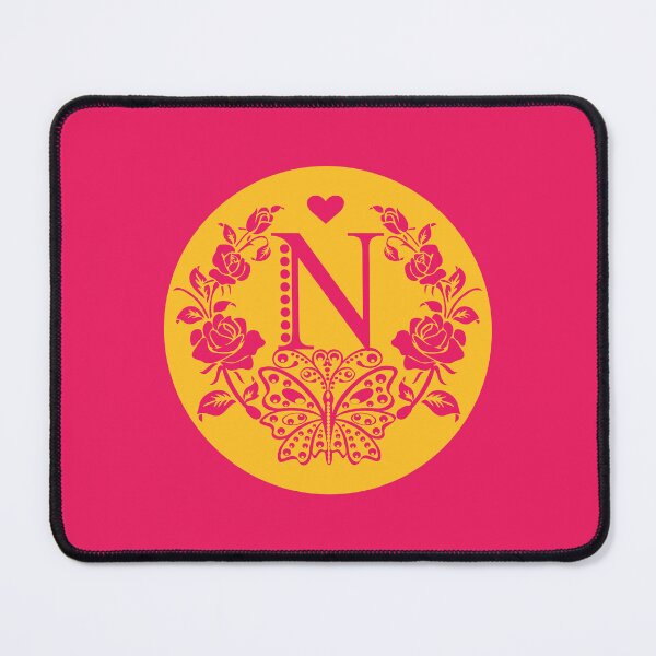Item preview, Roses, Heart and Butterfly Monogram N designed and sold by ClownFishArts.