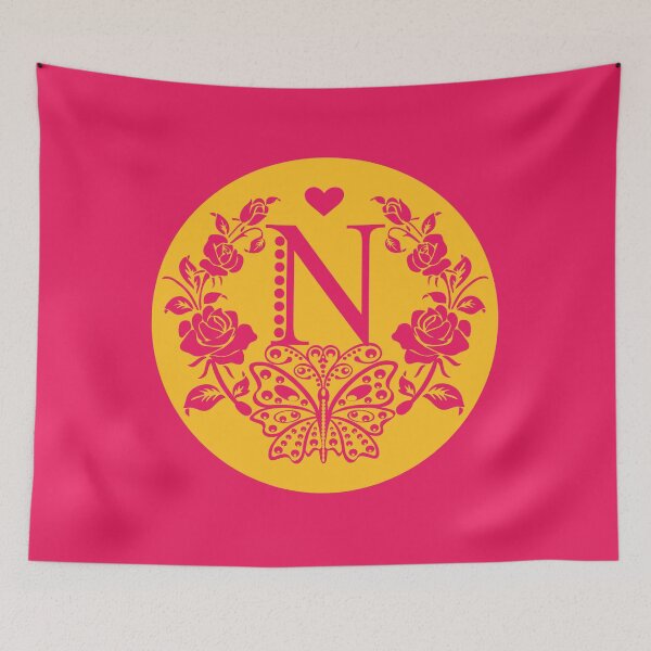 Item preview, Roses, Heart and Butterfly Monogram N designed and sold by ClownFishArts.