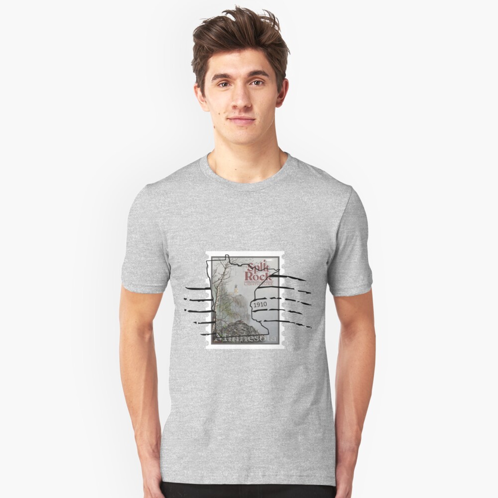 Split Rock Lighthouse Stamp with cancellation Slim Fit T-Shirt