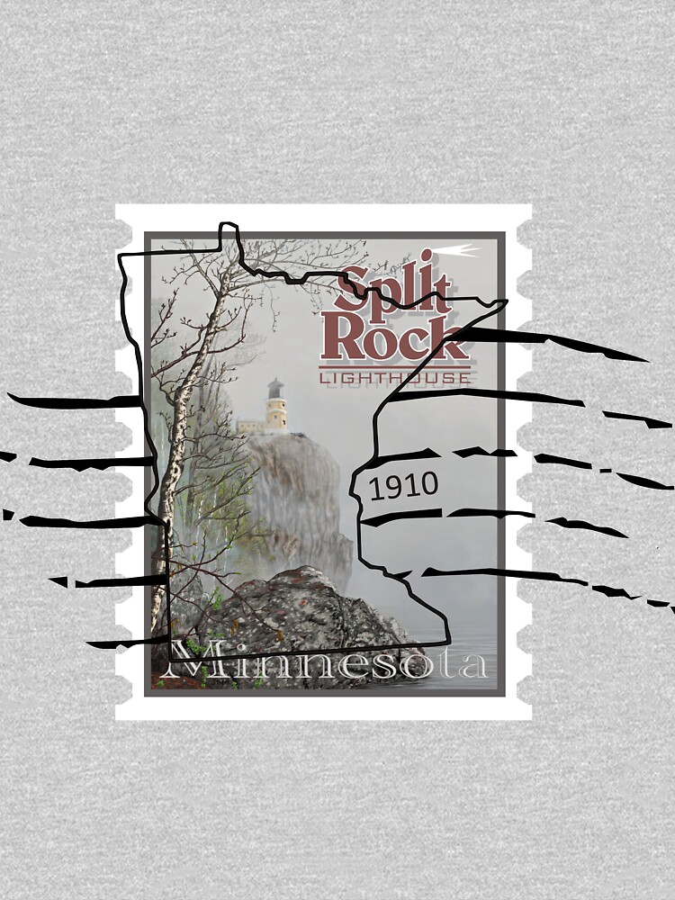 Thumbnail 7 of 7, Essential T-Shirt, Split Rock Lighthouse Stamp with cancellation designed and sold by Troy Stapek.