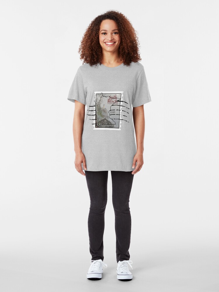 Alternate view of Split Rock Lighthouse Stamp with cancellation Slim Fit T-Shirt