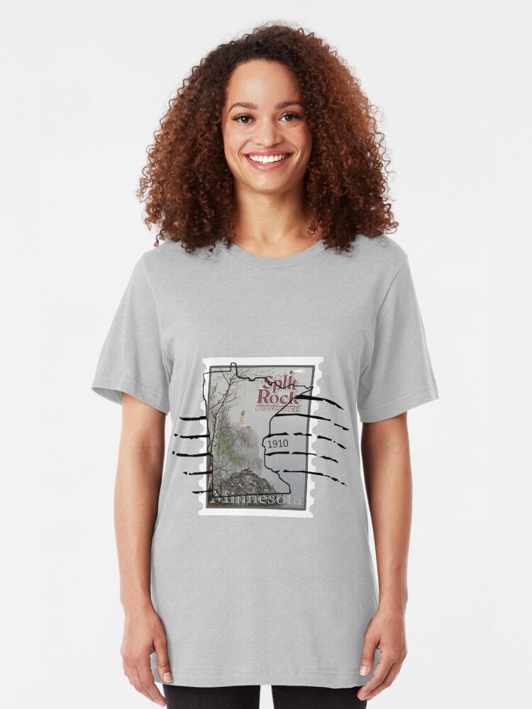 Alternate view of Split Rock Lighthouse Stamp with cancellation Slim Fit T-Shirt