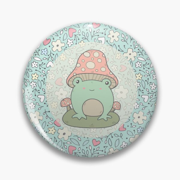 Item preview, Cute Cottagecore Frog Floral Pattern - Pale Blue designed and sold by GrimButterfly.