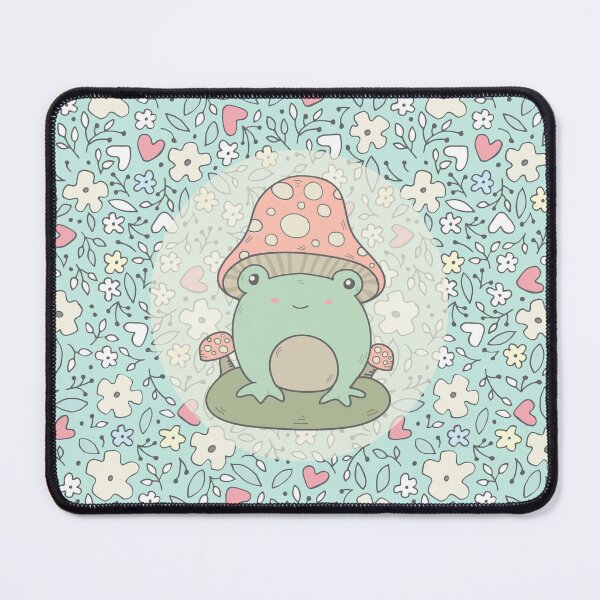Item preview, Cute Cottagecore Frog Floral Pattern - Pale Blue designed and sold by GrimButterfly.