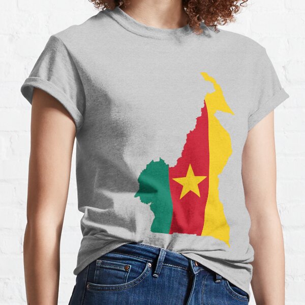 Cameroon soccer shirt with national flag and football ball. 3D