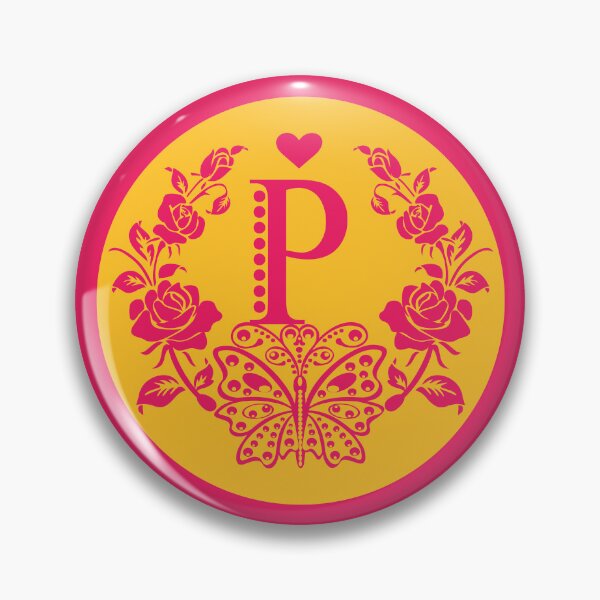 Item preview, Roses, Heart and Butterfly Monogram P designed and sold by ClownFishArts.