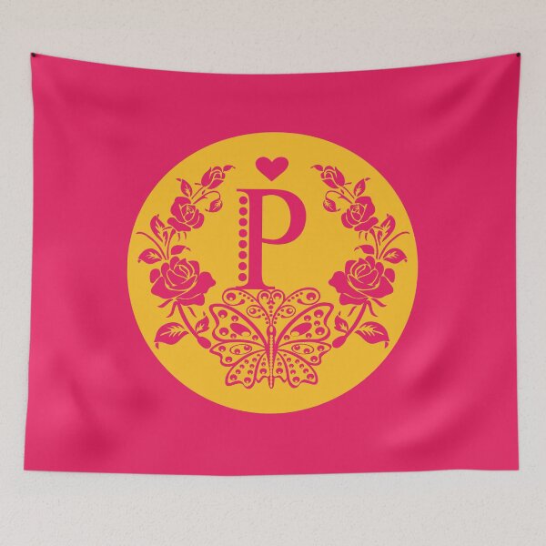 Item preview, Roses, Heart and Butterfly Monogram P designed and sold by ClownFishArts.
