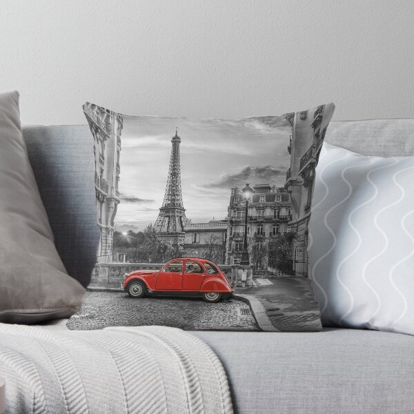 Tres Chic Cotton Duck Fabric Pillow Cover/Case Paris Eiffel Tower Triumph
