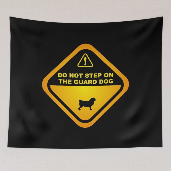 Item preview, Humorous Pug Guard Dog Warning, Pug  dog owners lovers, mom dad gift birthday idea graphic design, funny cute, fathers day designed and sold by Raiko-art.