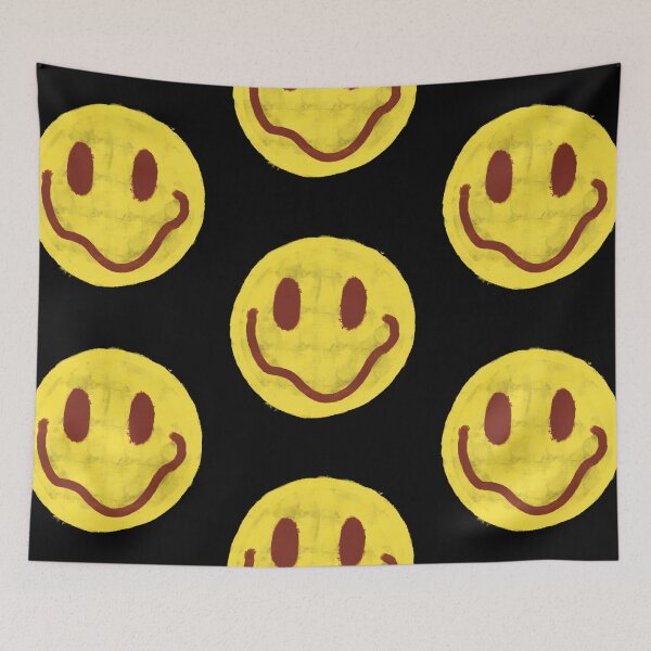 Item preview, Yellow and Maroon Vintage Smiley Face designed and sold by JadedLilacsArt.