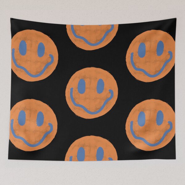Item preview, Orange and Blue Vintage Smiley Face designed and sold by JadedLilacsArt.